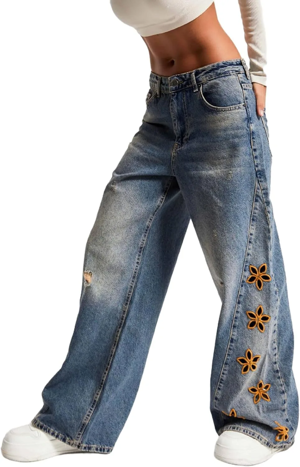 CHARTOU Женские джинсы High Rise Baggy с цветочной вышивкой
CHARTOU Женские джинсы High Rise Baggy с цветочной вышивкой