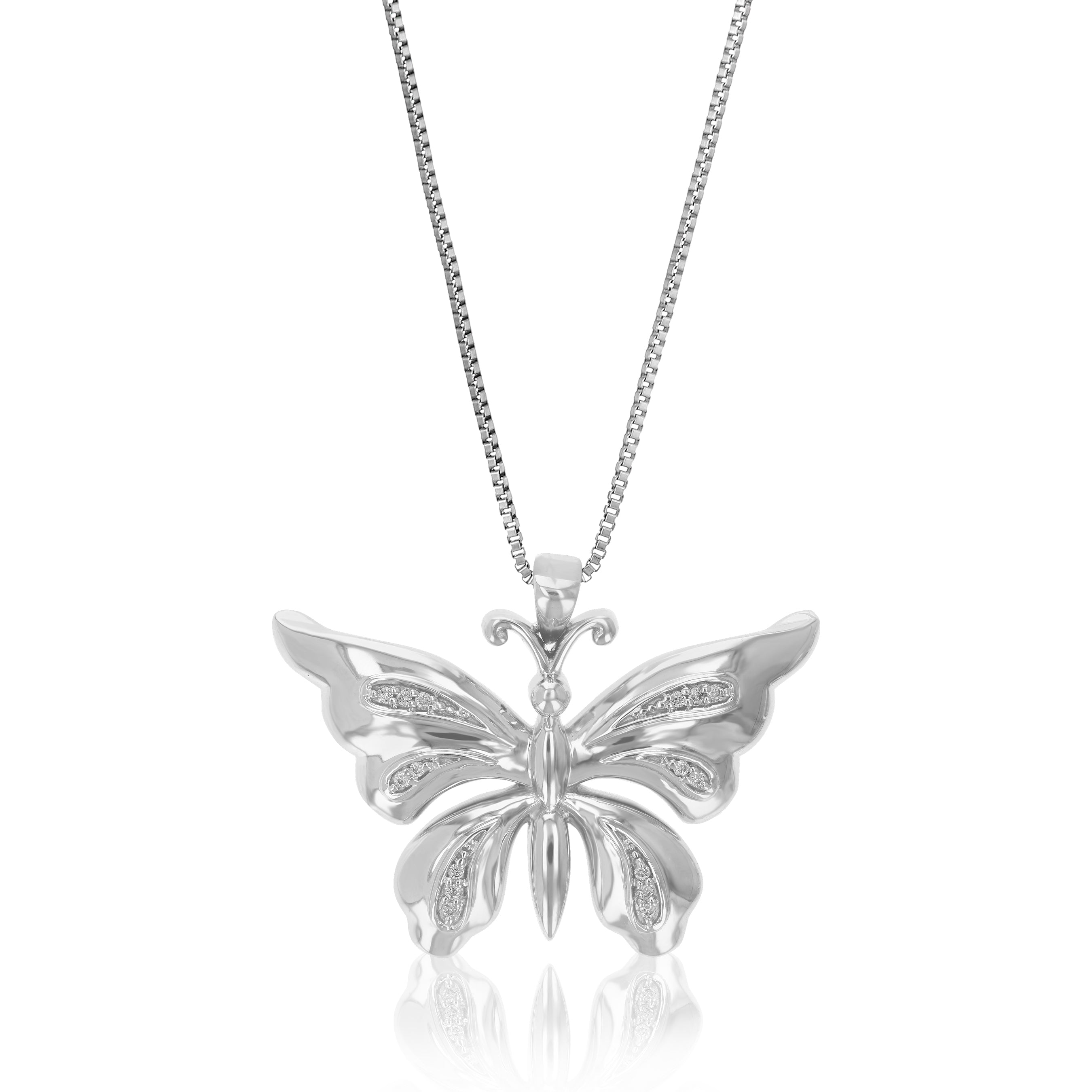 Ожерелье с подвеской в виде бабочки из выращенного в лаборатории бриллианта 1/12 карата из стерлингового серебра с цепочкой для женщин Vir Jewels, серебряный
Ожерелье с подвеской в виде бабочки из выращенного в лаборатории бриллианта 1/12 карата из стерлингового серебра с цепочкой для женщин Vir Jewels, серебряный
