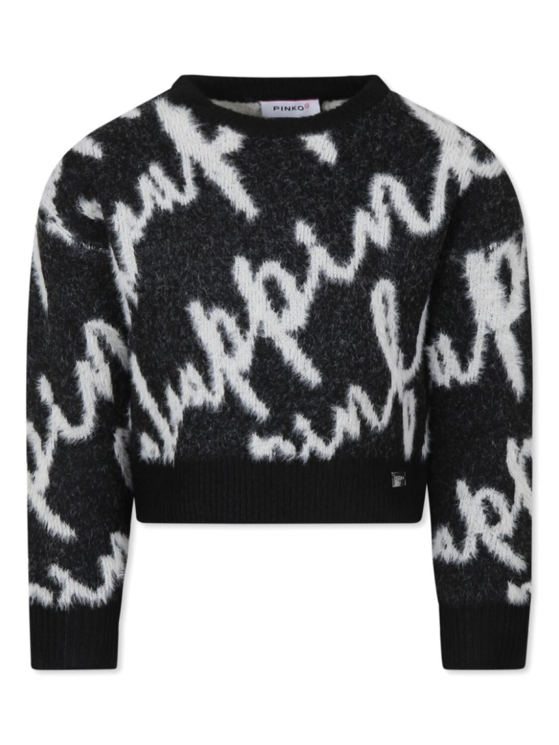 Pinko Kids свитер с логотипом и интарсией, черный
Pinko Kids свитер с логотипом и интарсией, черный