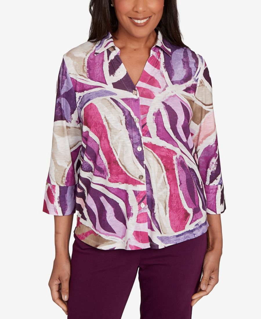 Женская блузка Urban Legend с абстрактным цветочным принтом и пуговицами спереди Alfred Dunner, Plum Multi
Женская блузка Urban Legend с абстрактным цветочным принтом и пуговицами спереди Alfred Dunner, Plum Multi