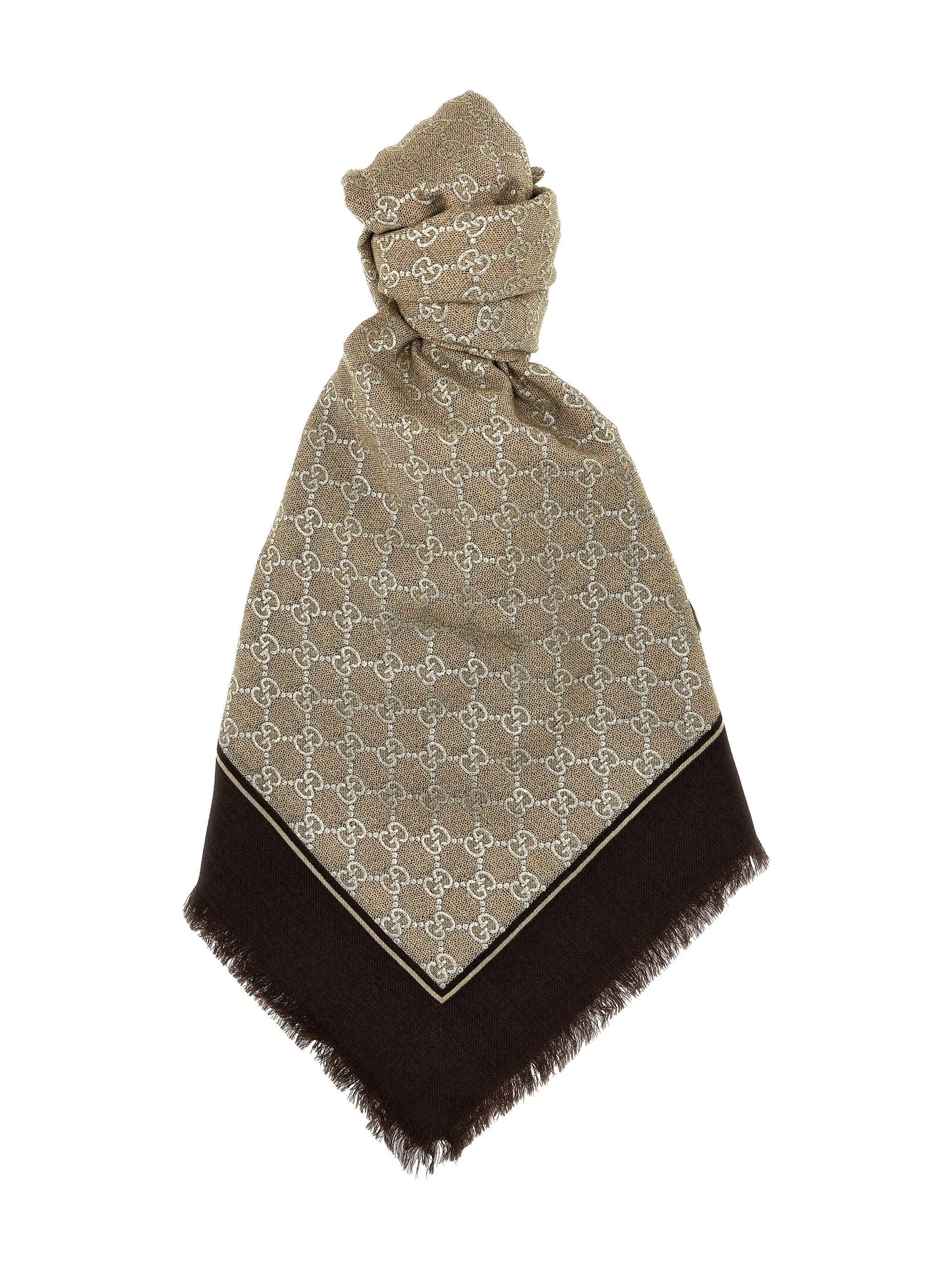 Шарф из ткани ламе с логотипом GG Gucci, коричневый
Шарф из ткани ламе с логотипом GG Gucci, коричневый