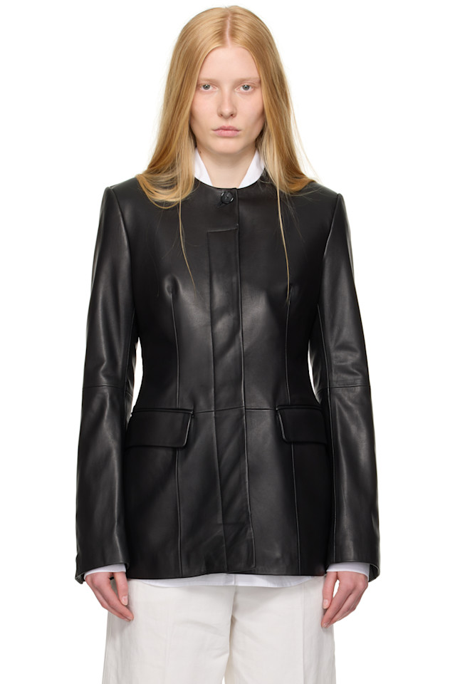 Кожаная куртка без воротника Toteme, черный
Кожаная куртка без воротника Toteme, черный