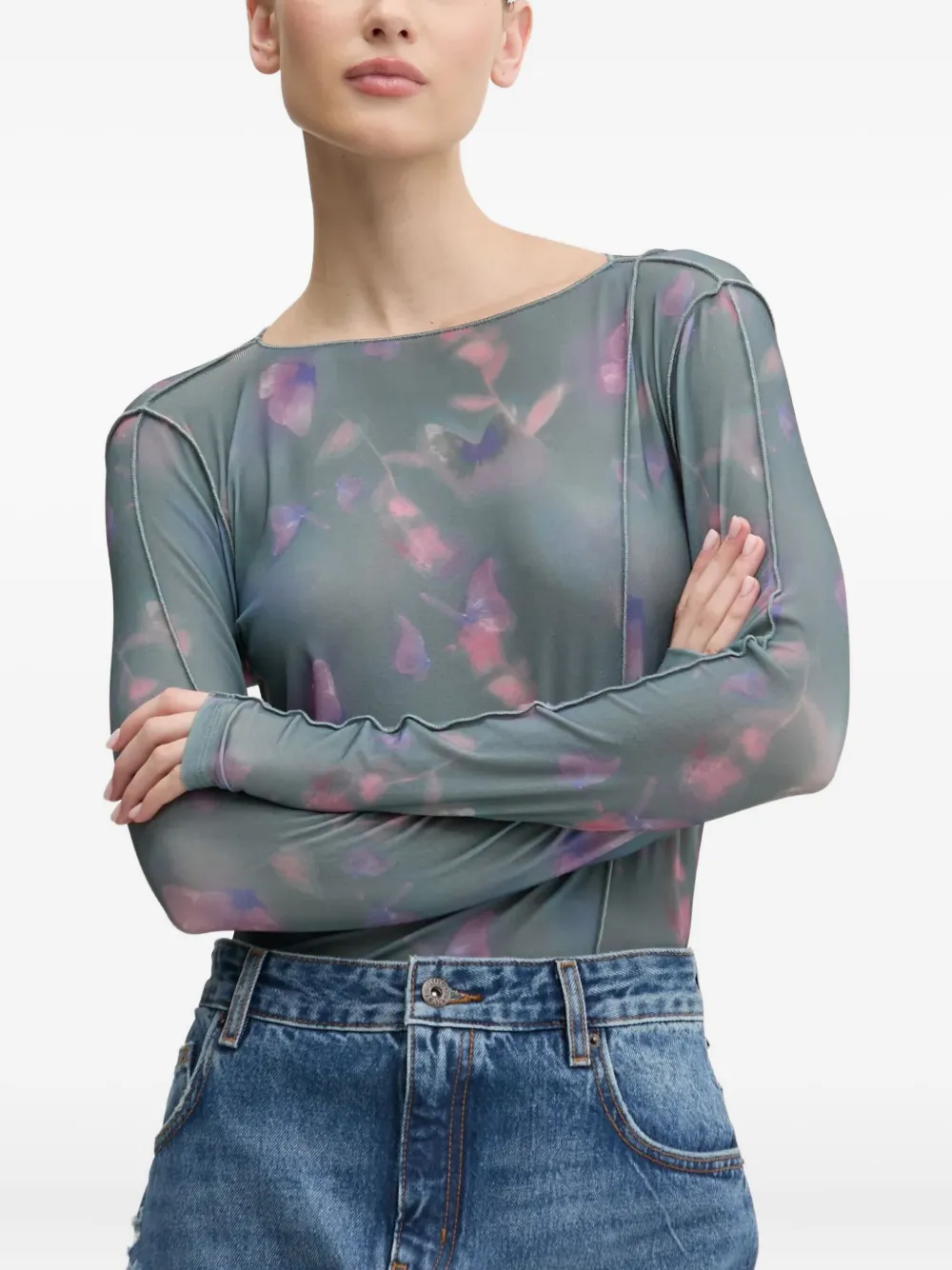 Сетчатая футболка с цветочным принтом HUGO, зеленый
Сетчатая футболка с цветочным принтом HUGO, зеленый