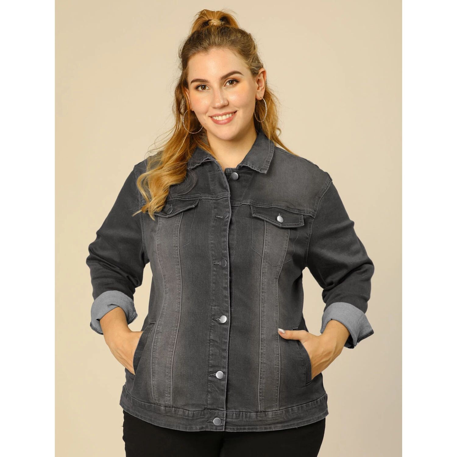 Женская модная джинсовая куртка больших размеров на пуговицах с карманами Agnes Orinda
Женская модная джинсовая куртка больших размеров на пуговицах с карманами Agnes Orinda