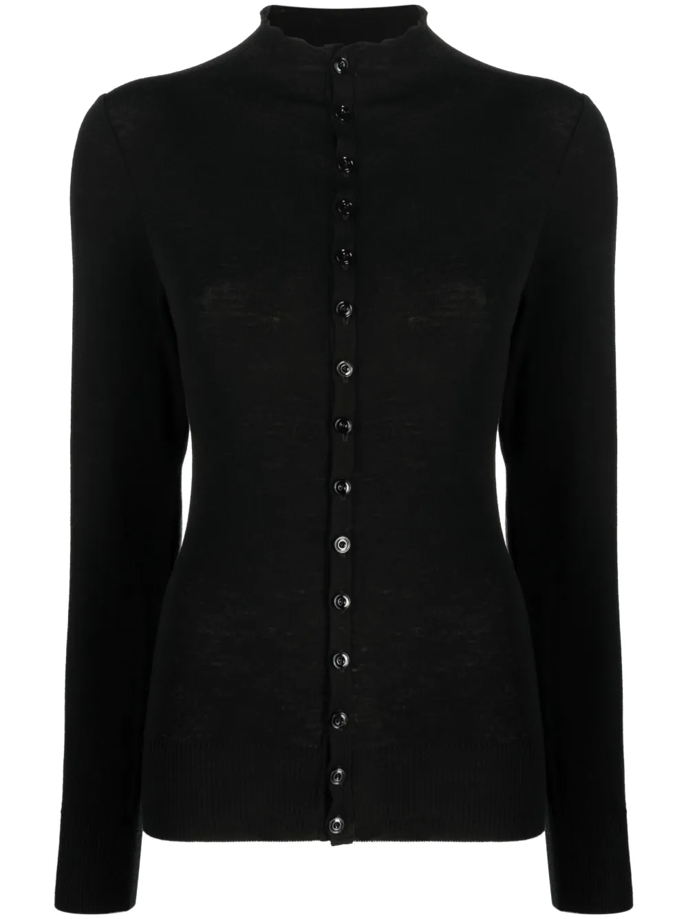 Шерстяной кардиган с высоким воротником LEMAIRE, черный 
Шерстяной кардиган с высоким воротником LEMAIRE, черный