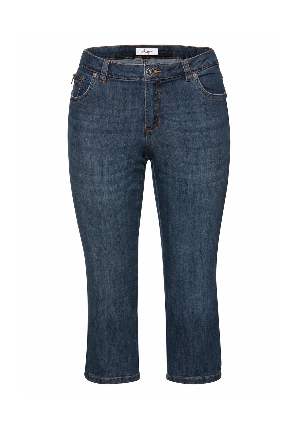 Джинсы-капри с эффектами поношенности sheego, цвет Dark Blue Denim
Джинсы-капри с эффектами поношенности sheego, цвет Dark Blue Denim