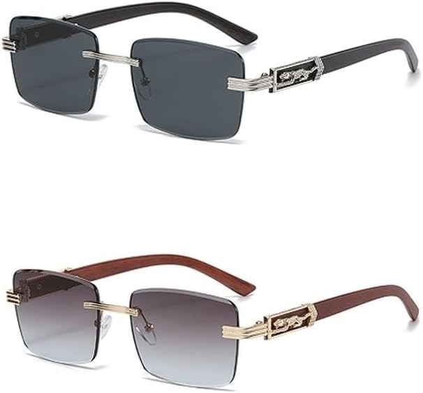 Декоративные солнцезащитные очки с имитацией древесной текстуры и рисунком гепарда, красочные ретро-очки без оправы квадратной формы с металлическим каркасом и изображением головы леопарда GHVWYX, 2pcs Black Browngrey
Декоративные солнцезащитные очки с имитацией древесной текстуры и рисунком гепарда, красочные ретро-очки без оправы квадратной формы с металлическим каркасом и изображением головы леопарда GHVWYX, 2pcs Black Browngrey