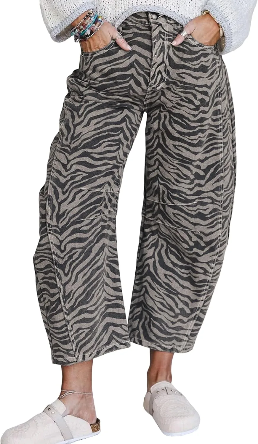 Джинсы Wide Leg для женщин 2026, высокие, с принтом Zebra Stripe, серые Loricete
Джинсы Wide Leg для женщин 2026, высокие, с принтом Zebra Stripe, серые Loricete