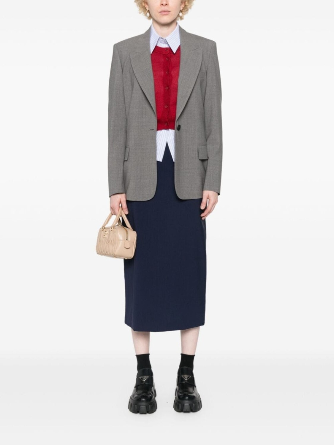 MSGM юбка миди с логотипом и жаккардом, синий 
MSGM юбка миди с логотипом и жаккардом, синий