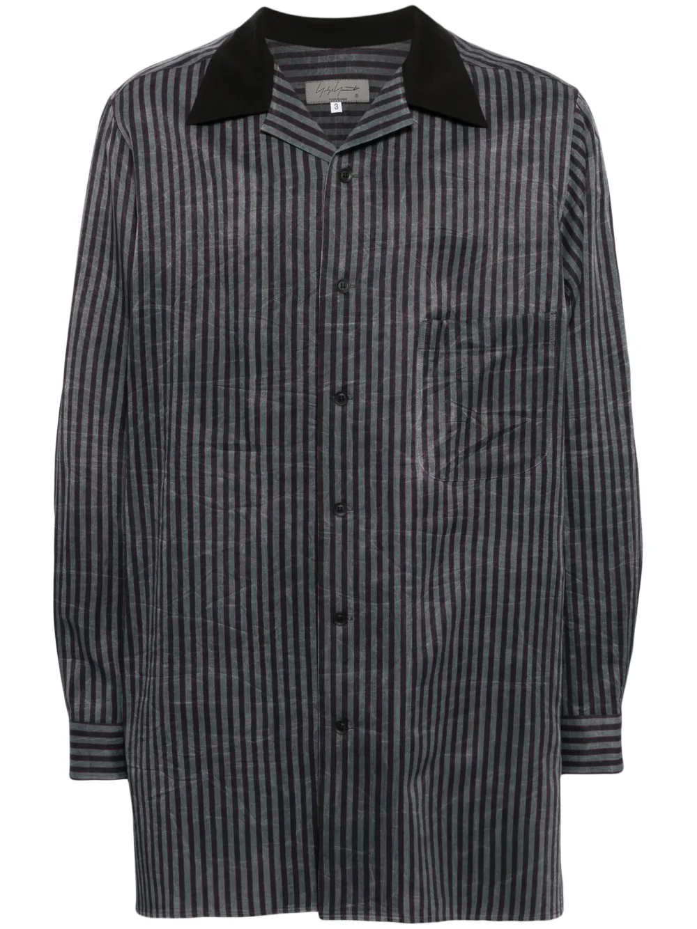 Полосатая рубашка с открытым воротником Yohji Yamamoto, черный
Полосатая рубашка с открытым воротником Yohji Yamamoto, черный