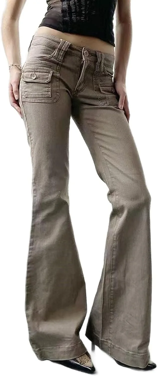 Женские расклешенные джинсы с клапаном на кармане, низкая посадка, эластичный деним, винтажный стиль Y2K
Женские расклешенные джинсы с клапаном на кармане, низкая посадка, эластичный деним, винтажный стиль Y2K