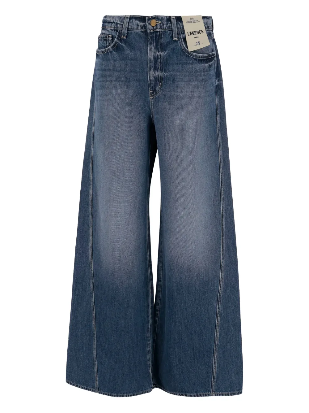 Джинсы из хлопка с разрезами по шву L'Agence, синий 
Джинсы из хлопка с разрезами по шву L'Agence, синий