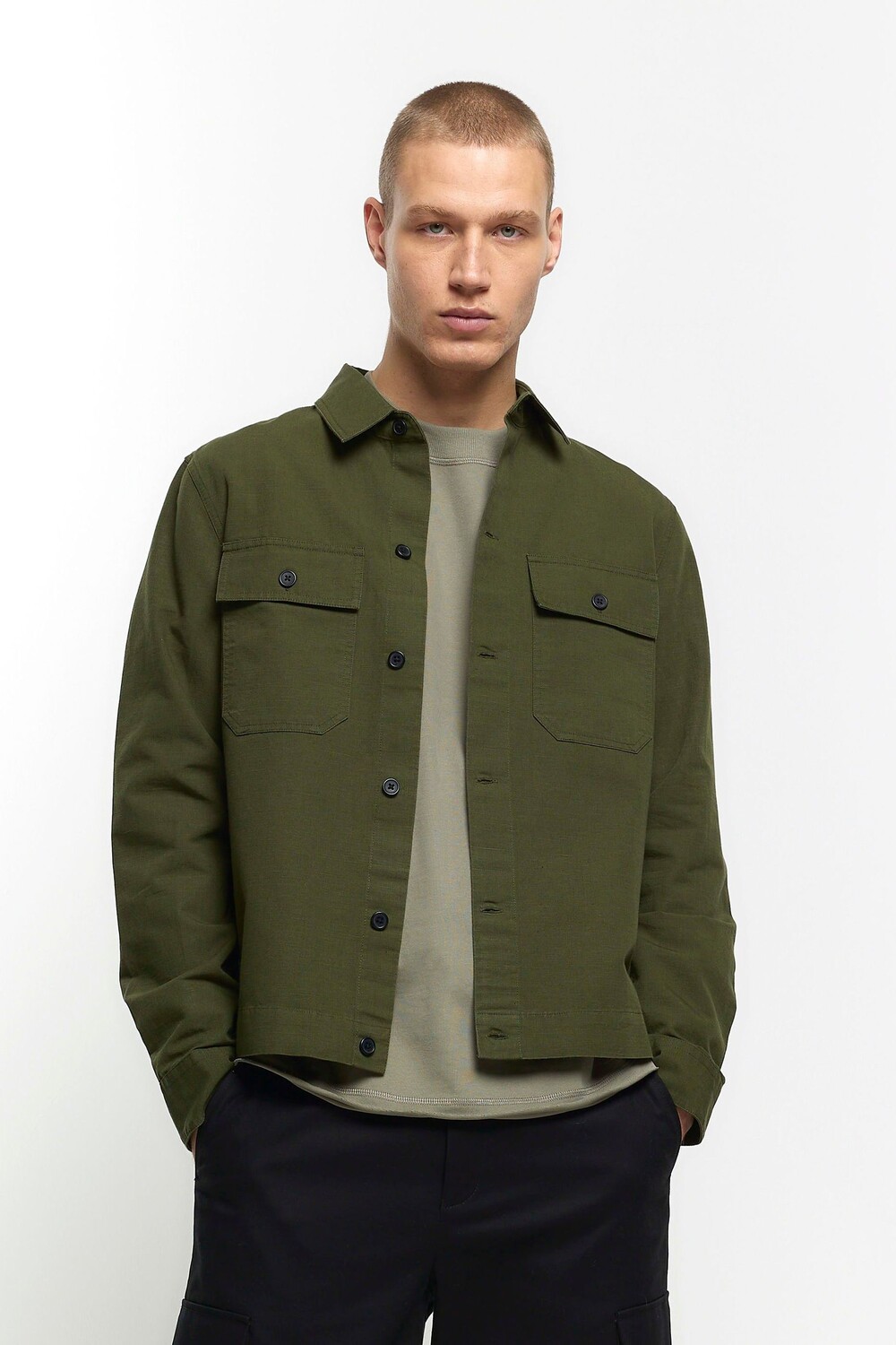 Элегантная рубашка из смесового льна с длинными рукавами River Island, зеленый
Элегантная рубашка из смесового льна с длинными рукавами River Island, зеленый