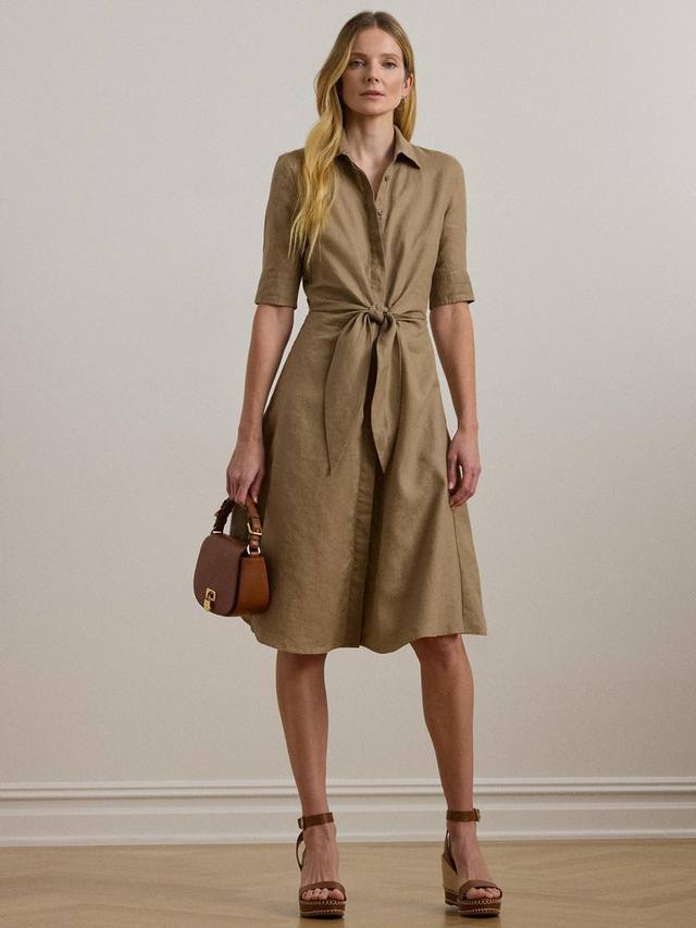 Льняное платье-рубашка миди с завязками на талии wakana Ralph Lauren, цвет Madison Tan
Льняное платье-рубашка миди с завязками на талии wakana Ralph Lauren, цвет Madison Tan