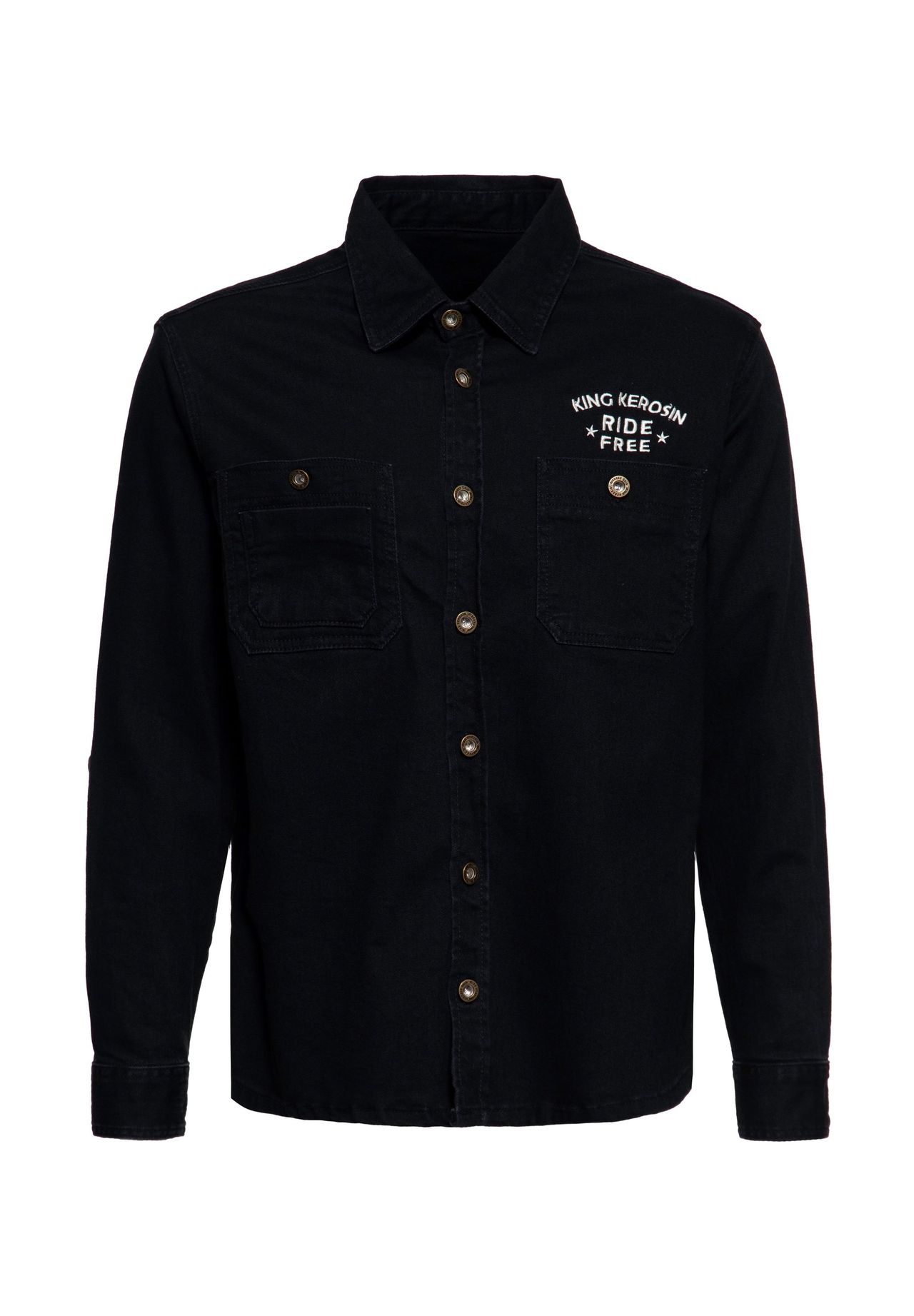 Рубашка с длинными рукавами и яркой вышивкой Ride Free Live Free на спине KING KEROSIN, черный
Рубашка с длинными рукавами и яркой вышивкой Ride Free Live Free на спине KING KEROSIN, черный