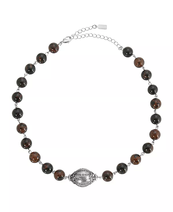 Ожерелье из серебристого бисера с молитвой «Богородица» из полудрагоценного коричневого обсидиана Symbols Of Faith, brown
Ожерелье из серебристого бисера с молитвой «Богородица» из полудрагоценного коричневого обсидиана Symbols Of Faith, brown