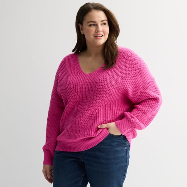 Свитер больших размеров с V-образным вырезом и смешанной вязкой Sonoma Goods For Life, цвет pink theme 
Свитер больших размеров с V-образным вырезом и смешанной вязкой Sonoma Goods For Life, цвет pink theme