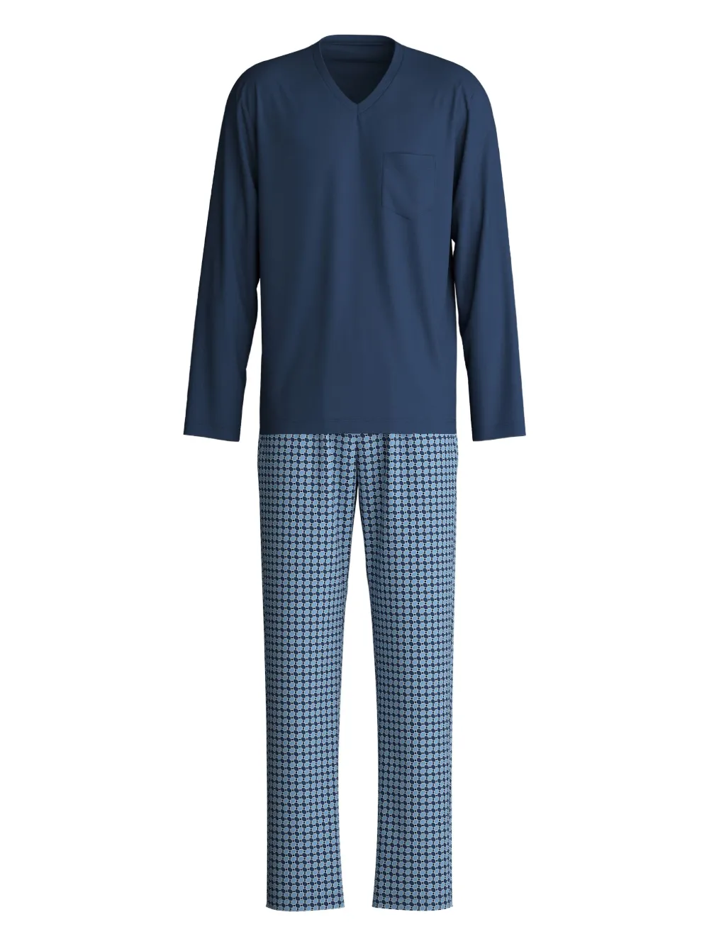 Пижама с V-образным вырезом и узором CALIDA, синий
Пижама с V-образным вырезом и узором CALIDA, синий