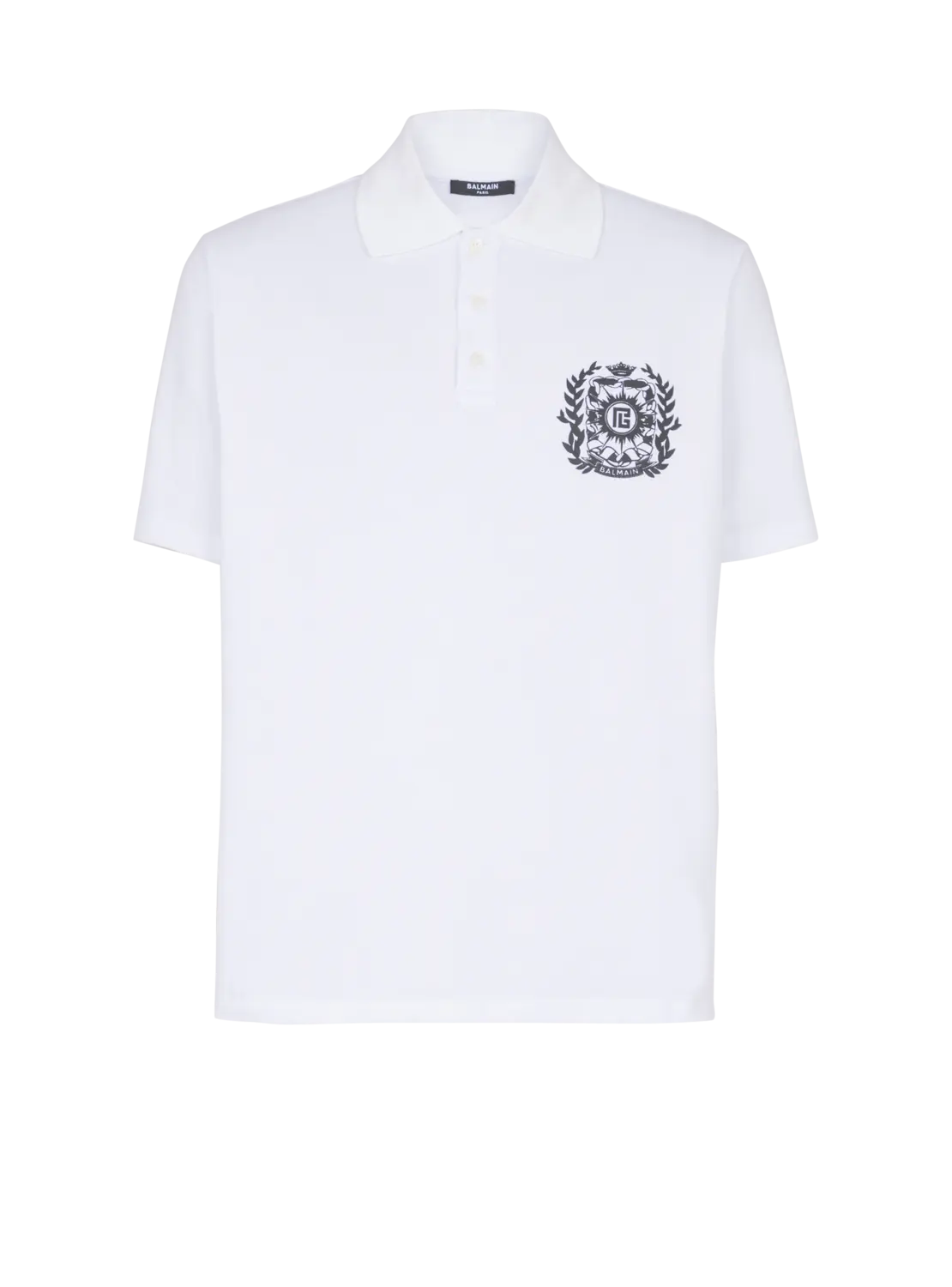 Хлопковое поло с принтом Ecusson Balmain, белый/темно-синий
Хлопковое поло с принтом Ecusson Balmain, белый/темно-синий