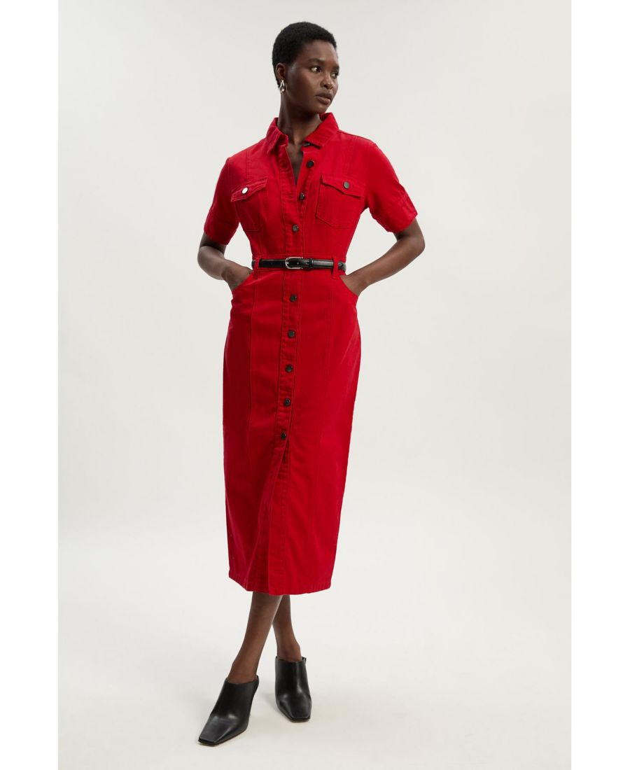 Платье-рубашка с коротким рукавом из денима для невысоких девушек Karen Millen, Red
Платье-рубашка с коротким рукавом из денима для невысоких девушек Karen Millen, Red