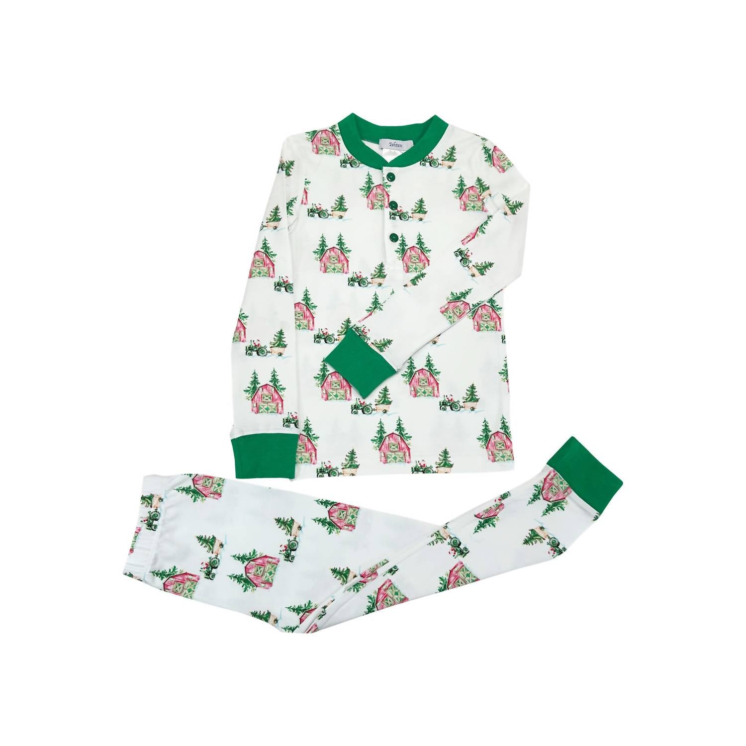 Пижамный комплект для мальчиков Christmas Tree Farm с белым и зеленым принтом Ishtex
Пижамный комплект для мальчиков Christmas Tree Farm с белым и зеленым принтом Ishtex