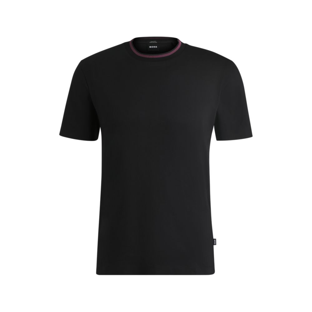 Футболка облегающего кроя из мерсеризованного хлопка с полоской на воротнике BOSS, черный
Футболка облегающего кроя из мерсеризованного хлопка с полоской на воротнике BOSS, черный