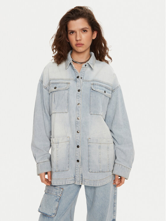 Джинсовая рубашка свободного кроя One Teaspoon, синий 
Джинсовая рубашка свободного кроя One Teaspoon, синий
