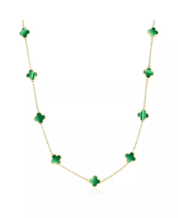 Миниатюрное ожерелье с малахитовым клевером, 14-каратное золото The Lovery, malachite
Миниатюрное ожерелье с малахитовым клевером, 14-каратное золото The Lovery, malachite