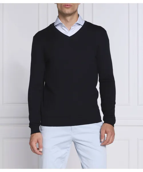 Шерстяной свитер San Vredo-m Slim fit Hugo, синий 
Шерстяной свитер San Vredo-m Slim fit Hugo, синий