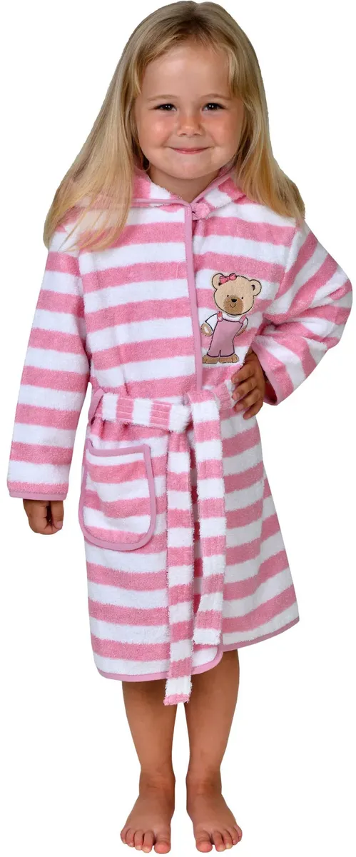 Детский халат Wörner "Teddy Ringel розовый" (1 шт.), с вышивкой, белый 
Детский халат Wörner "Teddy Ringel розовый" (1 шт.), с вышивкой, белый