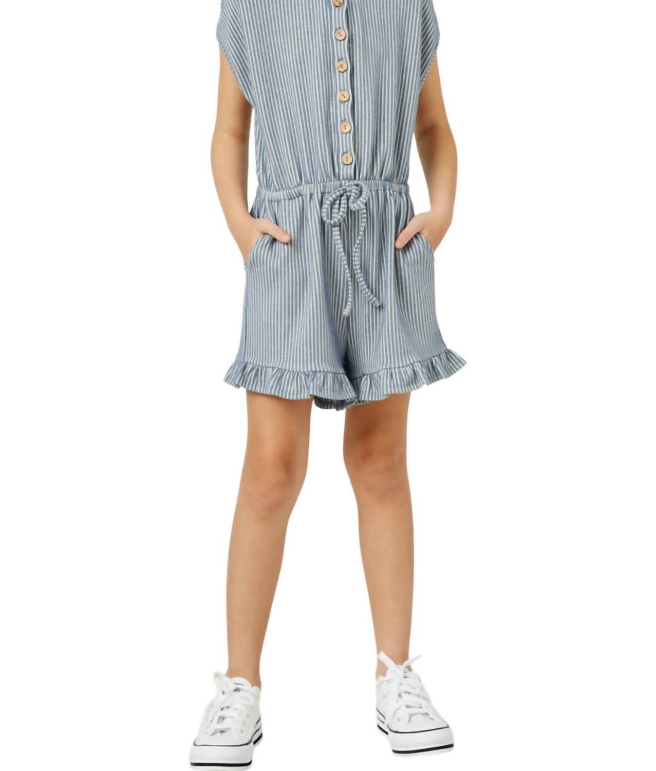 Детский трикотажный комбинезон в полоску с пуговицами синего цвета Hayden LA
Детский трикотажный комбинезон в полоску с пуговицами синего цвета Hayden LA