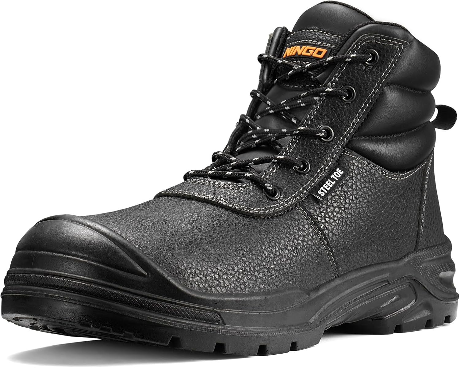 Рабочие ботинки NINGO со стальным носком для мужчин, нескользящие и устойчивые к проколам строительные ботинки, Black-pebbled Grain Leather
Рабочие ботинки NINGO со стальным носком для мужчин, нескользящие и устойчивые к проколам строительные ботинки, Black-pebbled Grain Leather
