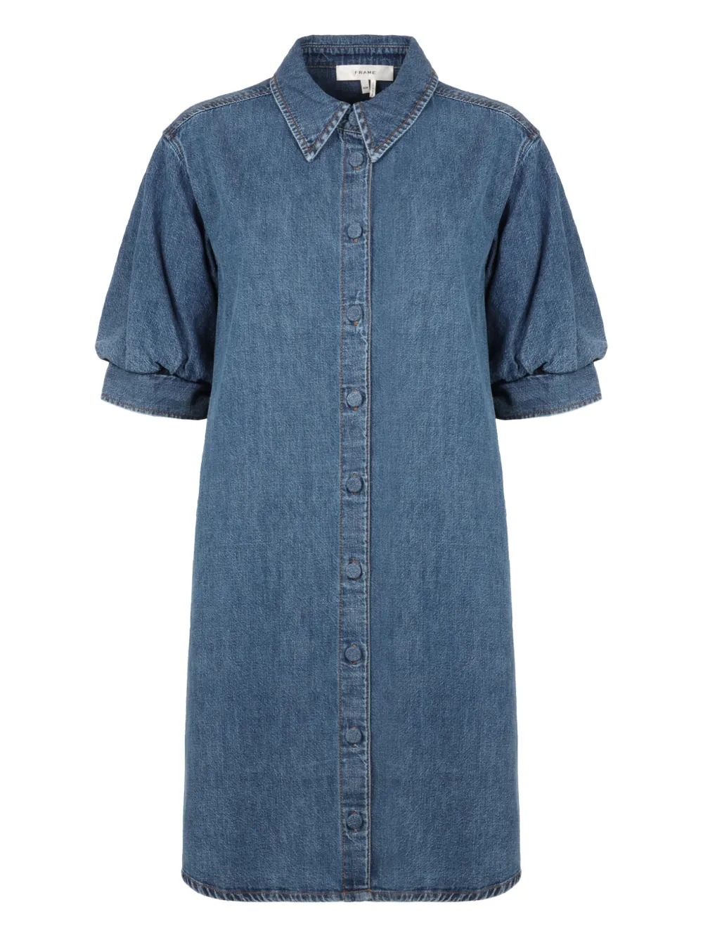 Джинсовое платье-рубашка с объемными плечами FRAME, синий
Джинсовое платье-рубашка с объемными плечами FRAME, синий