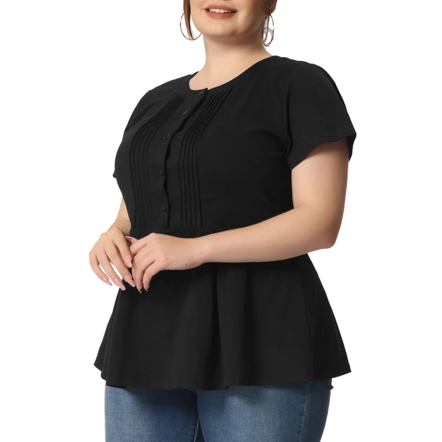 Женская летняя футболка больших размеров с короткими рукавами и пуговицами спереди, рабочая футболка с баской Agnes Orinda
Женская летняя футболка больших размеров с короткими рукавами и пуговицами спереди, рабочая футболка с баской Agnes Orinda