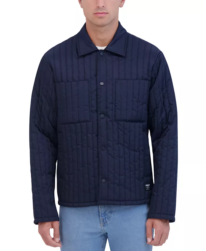 Мужская утепленная рубашка-куртка приталенного кроя с вертикальной стежкой Hudson, синий 
Мужская утепленная рубашка-куртка приталенного кроя с вертикальной стежкой Hudson, синий
