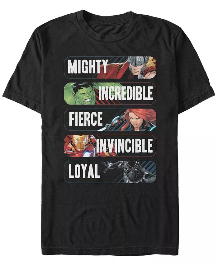 Мужская футболка с коротким рукавом Marvel Avengers Adjectives Mighty Incredible Fierce Invincible Loyal Fifth Sun, черный
Мужская футболка с коротким рукавом Marvel Avengers Adjectives Mighty Incredible Fierce Invincible Loyal Fifth Sun, черный