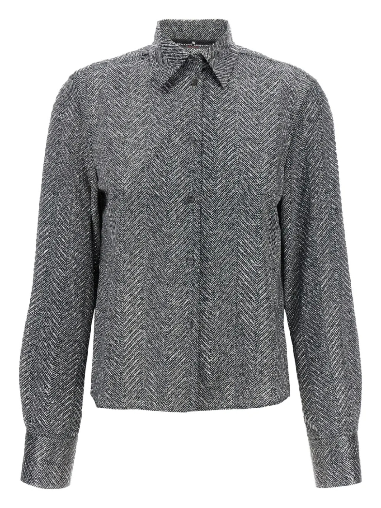 Рубашка Ermanno Scervino с узором «в елочку», украшенная стразами, серый
Рубашка Ermanno Scervino с узором «в елочку», украшенная стразами, серый