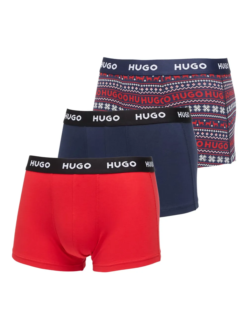 Трусы-боксеры с логотипом на поясе (набор из трех штук) HUGO, красный 
Трусы-боксеры с логотипом на поясе (набор из трех штук) HUGO, красный