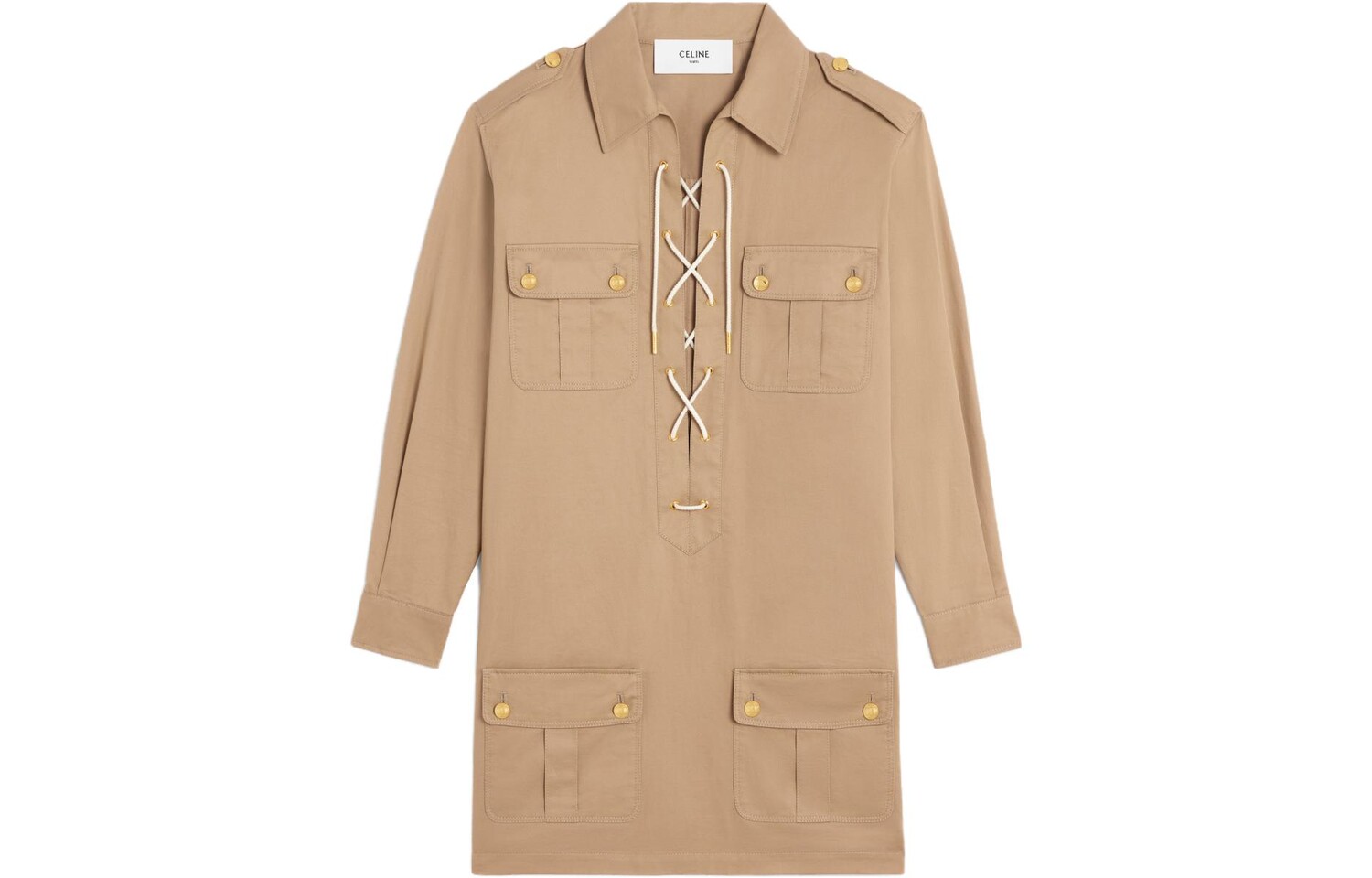 Платье с длинными рукавами женское цвета хаки Celine 
Платье с длинными рукавами женское цвета хаки Celine