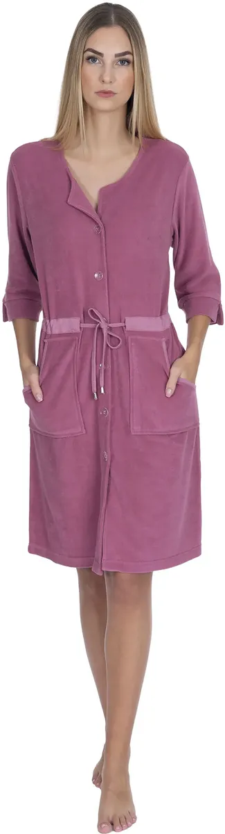 Wewo fashion женский халат "045" (1 шт.), купальное платье, на пуговицах, рукав 3/4, короткий, цвет Beere
Wewo fashion женский халат "045" (1 шт.), купальное платье, на пуговицах, рукав 3/4, короткий, цвет Beere