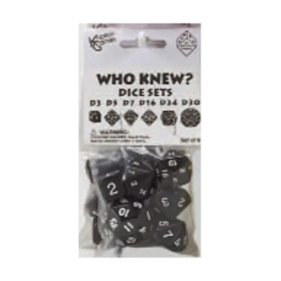 Кто знал - Набор кубиков, черный с белым (6), Dice - Symbols, Functional & Unique Dice
Кто знал - Набор кубиков, черный с белым (6), Dice - Symbols, Functional & Unique Dice