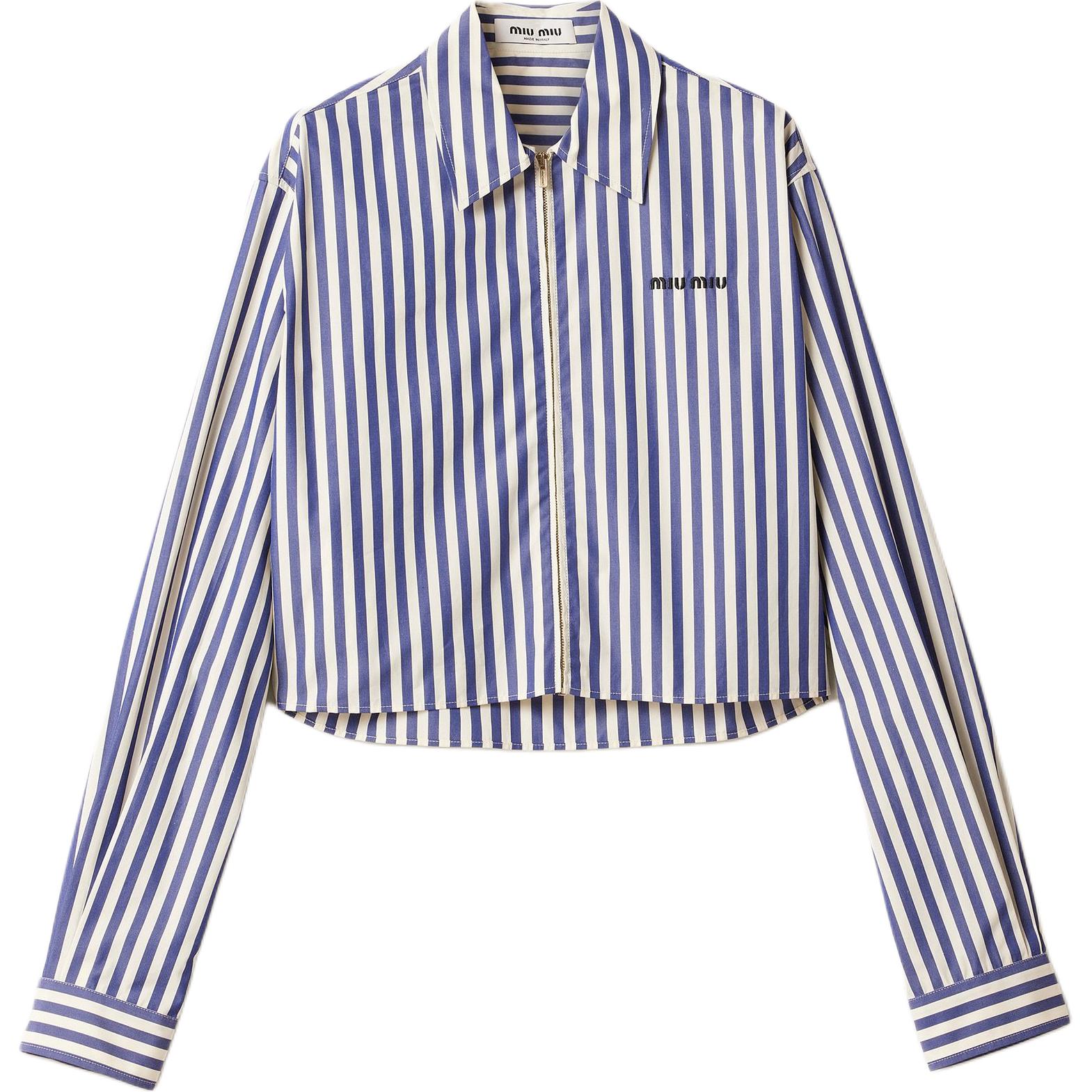 Полосатая рубашка на молнии MIU MIU, синий
Полосатая рубашка на молнии MIU MIU, синий