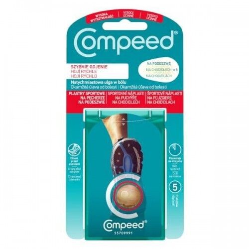 Защитные пластыри от волдырей Compeed Plastry Sportowe Na Pęcherze na Podeszwie, 5 шт
Защитные пластыри от волдырей Compeed Plastry Sportowe Na Pęcherze na Podeszwie, 5 шт