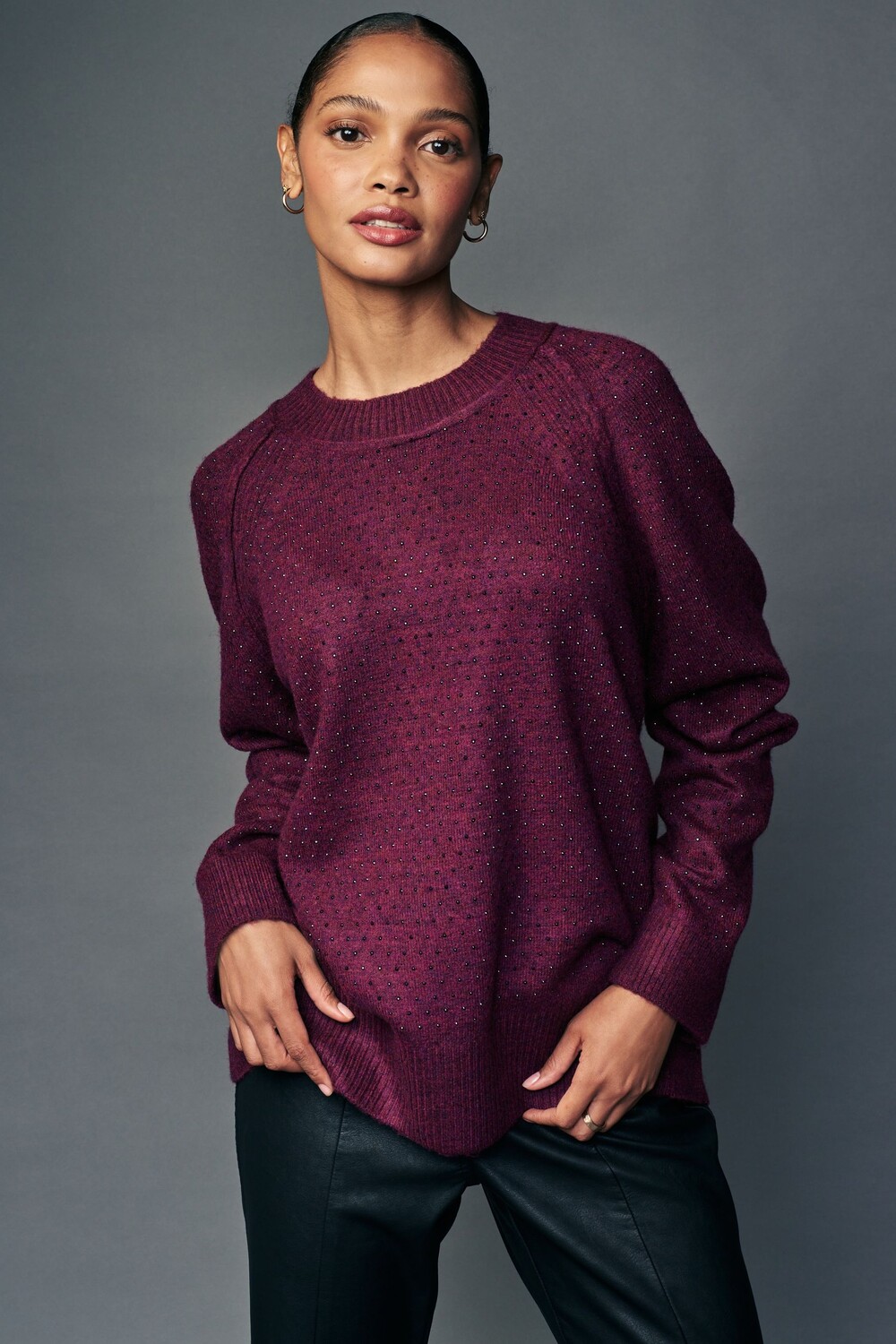 Джемпер с круглым вырезом и отделкой из шерсти Next, красный