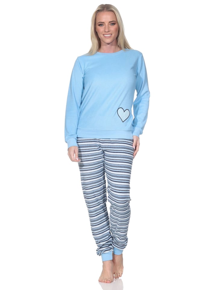 NORMANN Пижама из махровой ткани, длинные рукава, манжеты, мотив сердца светло-голубого цвета
NORMANN Пижама из махровой ткани, длинные рукава, манжеты, мотив сердца светло-голубого цвета