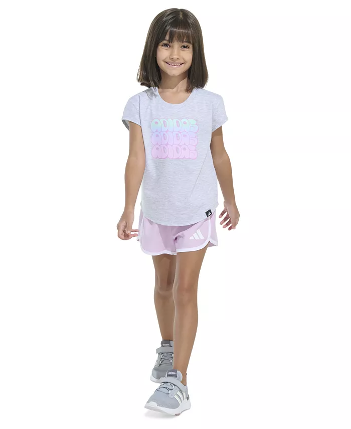 Детский комплект для девочек: футболка с короткими рукавами и шорты из ткани 2 предмета Heather adidas, серый
Детский комплект для девочек: футболка с короткими рукавами и шорты из ткани 2 предмета Heather adidas, серый