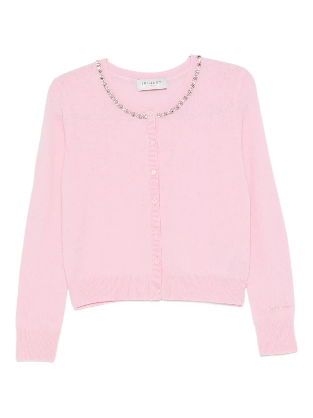 Кардиган, украшенный стразами Ermanno Firenze, розовый 
Кардиган, украшенный стразами Ermanno Firenze, розовый