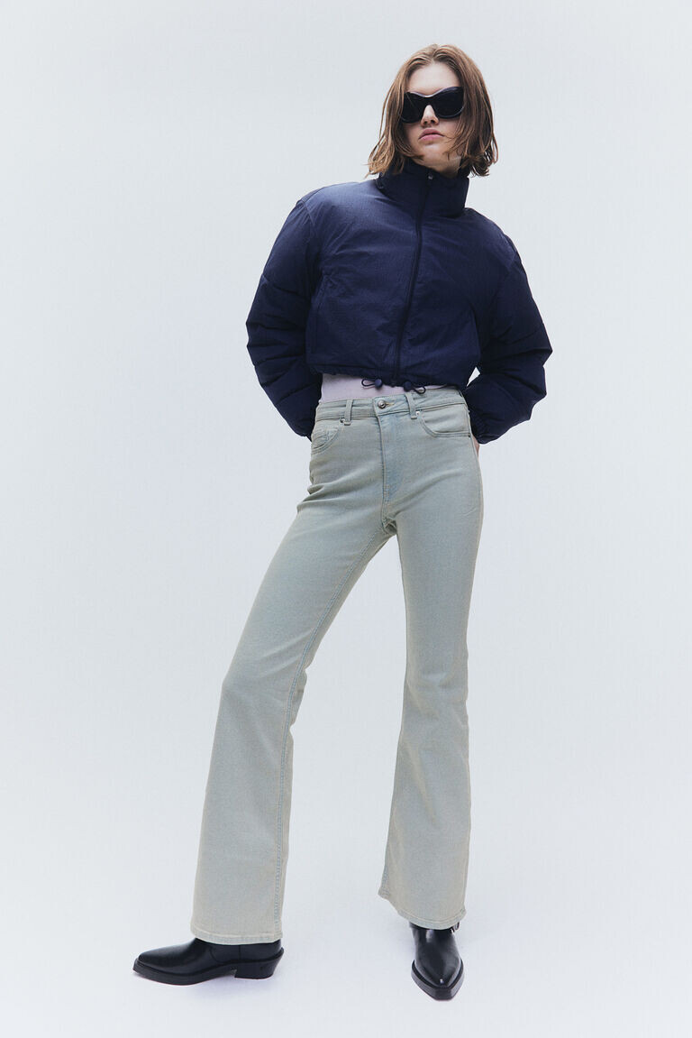 Расклешенные высокие джинсы H&M, синий
Расклешенные высокие джинсы H&M, синий