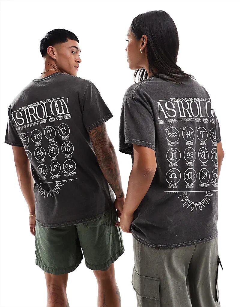 Футболка с принтом «Астрология» спереди и сзади, стираная, угольного цвета PRNT 
Футболка с принтом «Астрология» спереди и сзади, стираная, угольного цвета PRNT
