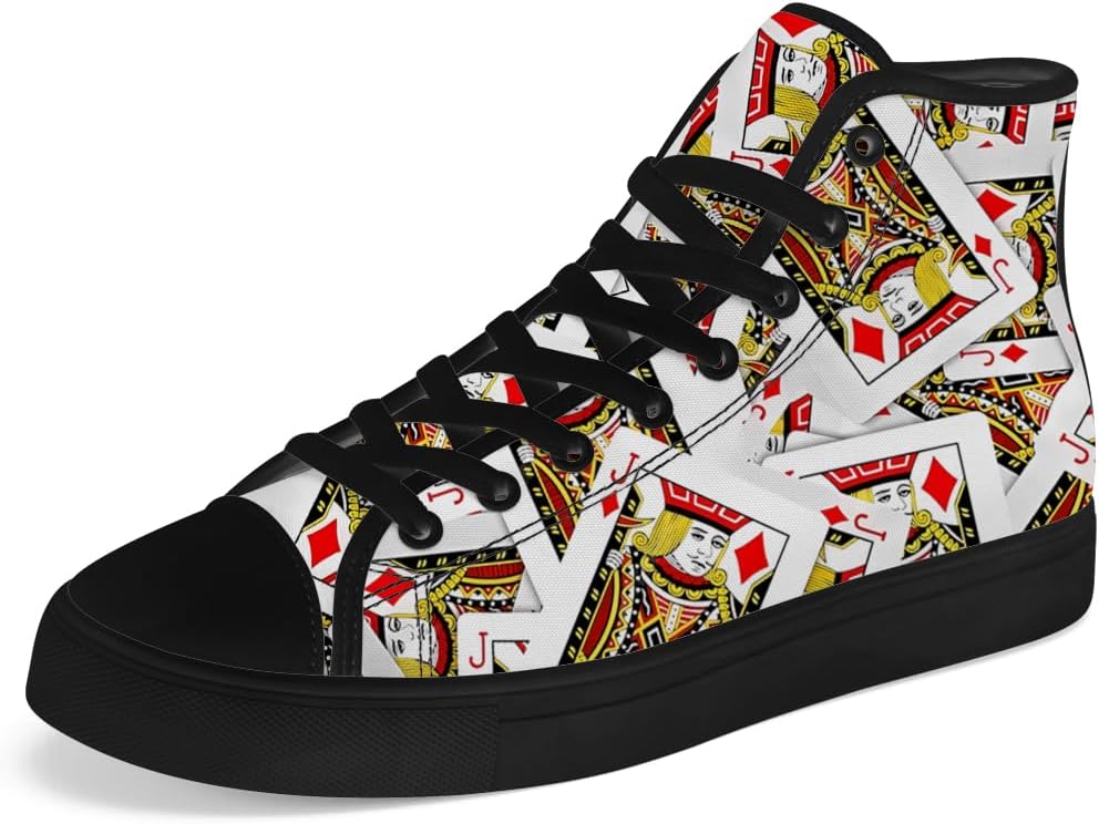 Кеды Chebing Poker High Top из холщовой ткани с рисунком карт, высокие кеды на шнуровке, повседневная обувь, подарок для мужчин и женщин, белый
Кеды Chebing Poker High Top из холщовой ткани с рисунком карт, высокие кеды на шнуровке, повседневная обувь, подарок для мужчин и женщин, белый